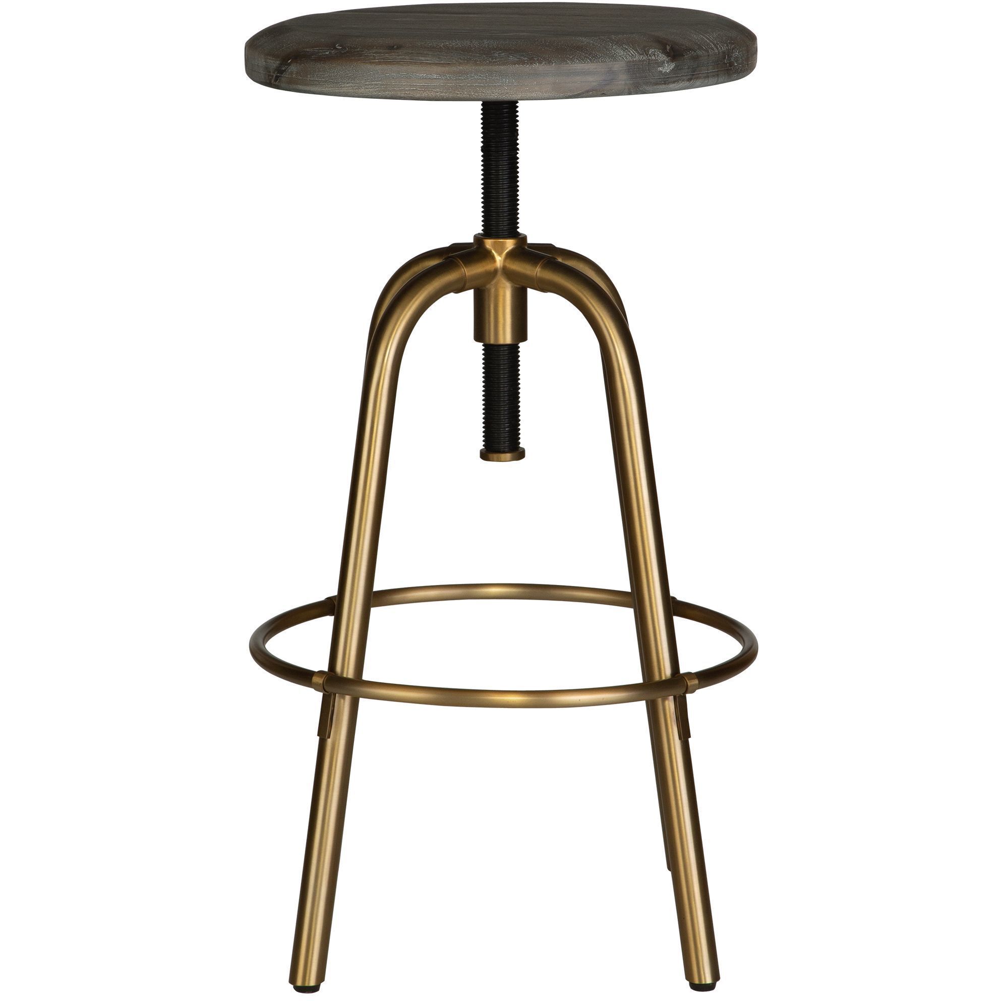 Revolve 24 inch Brushed Brass and Dark Walnut Counter Stool