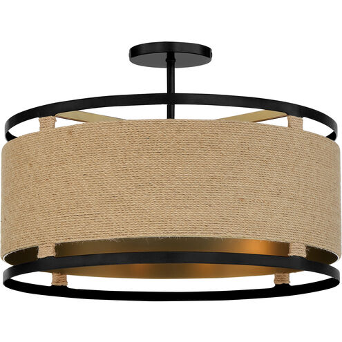 Windward Passage 4 Light 21 inch Coal And Soft Brass Semi-Flush Ceiling Light