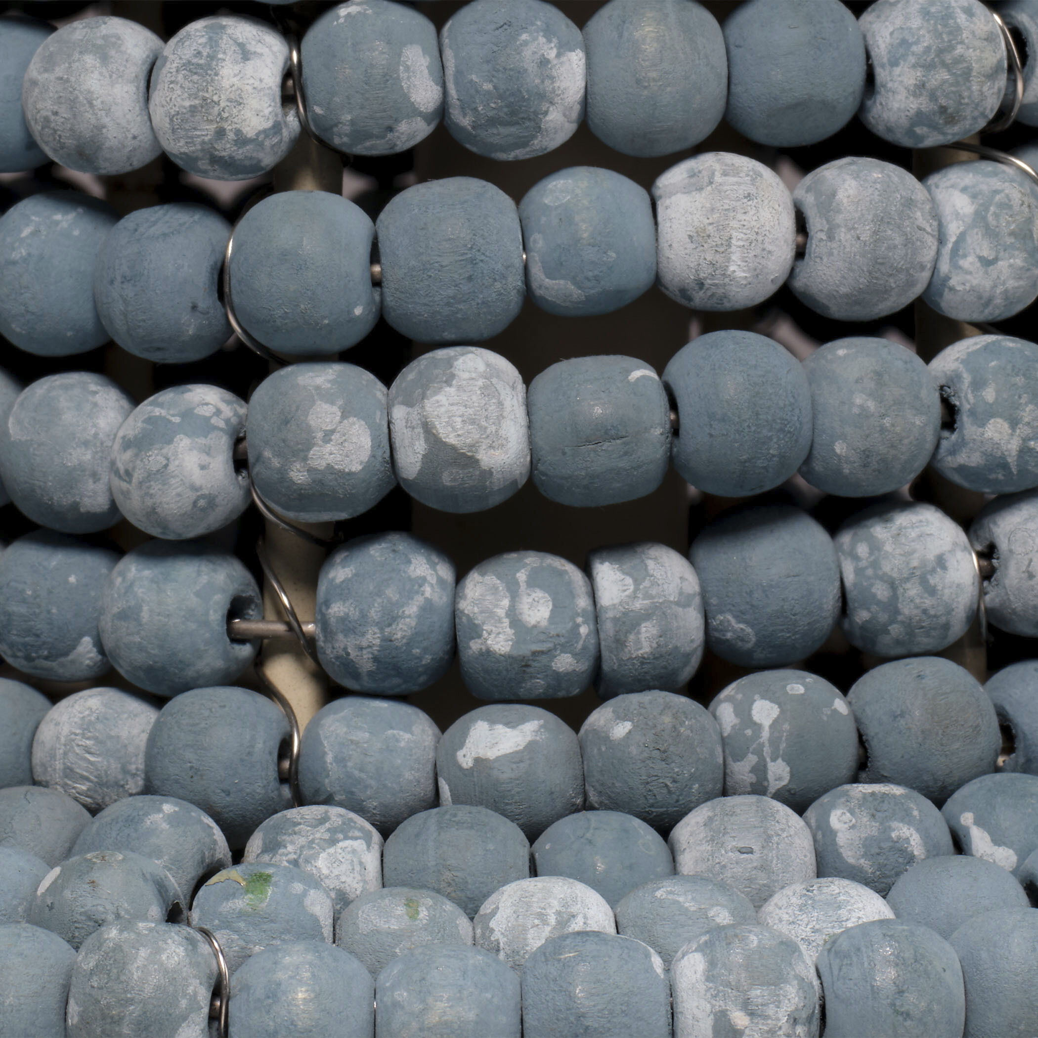 Rowan 30 inch 60 watt Blue Wood Beads and Antique Brass Table Lamp Portable Light, Inline