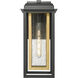Mansfield 1 Light 16.5 inch Matte Black with Brass Outdoor Sconce in Seedy Glass