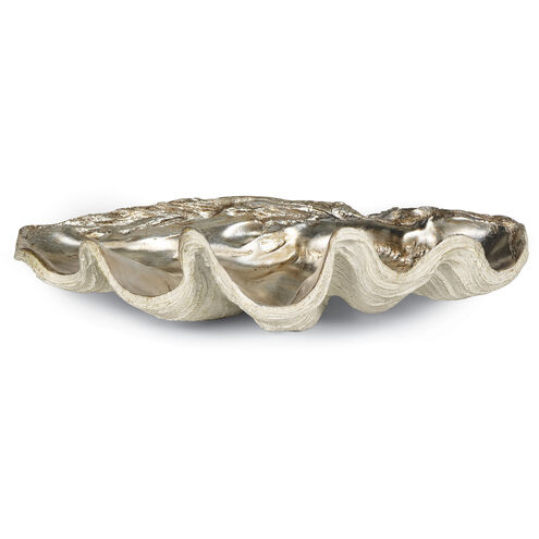 Clam 20 X 5.5 inch Bowl in Ambered Silver Leaf, Large