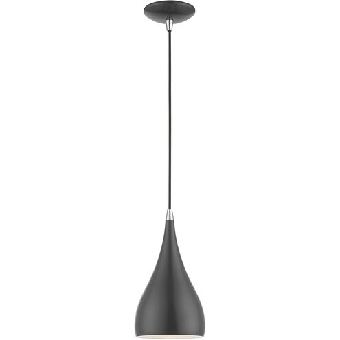Amador 1 Light 6.25 inch Shiny Dark Gray with Polished Chrome Accents Mini Pendant Ceiling Light