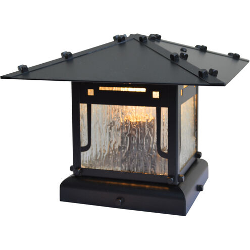 Pagoda 1 Light 7.5 inch Satin Black Outdoor Column Mount in White Opalescent