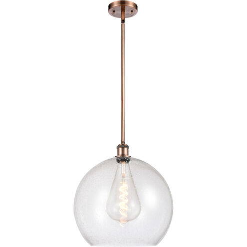 Ballston Athens LED 13.75 inch Antique Copper Pendant Ceiling Light in Seedy Glass