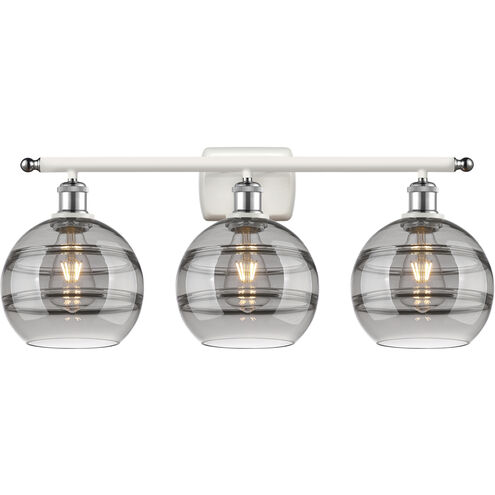 Ballston Rochester 3 Light 28 inch White Polished Chrome Bath Vanity Light Wall Light