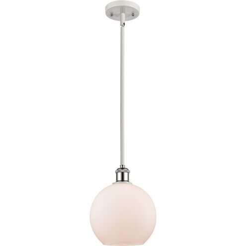 Ballston Athens 1 Light 8 inch White and Polished Chrome Pendant Ceiling Light in Matte White Glass, Ballston