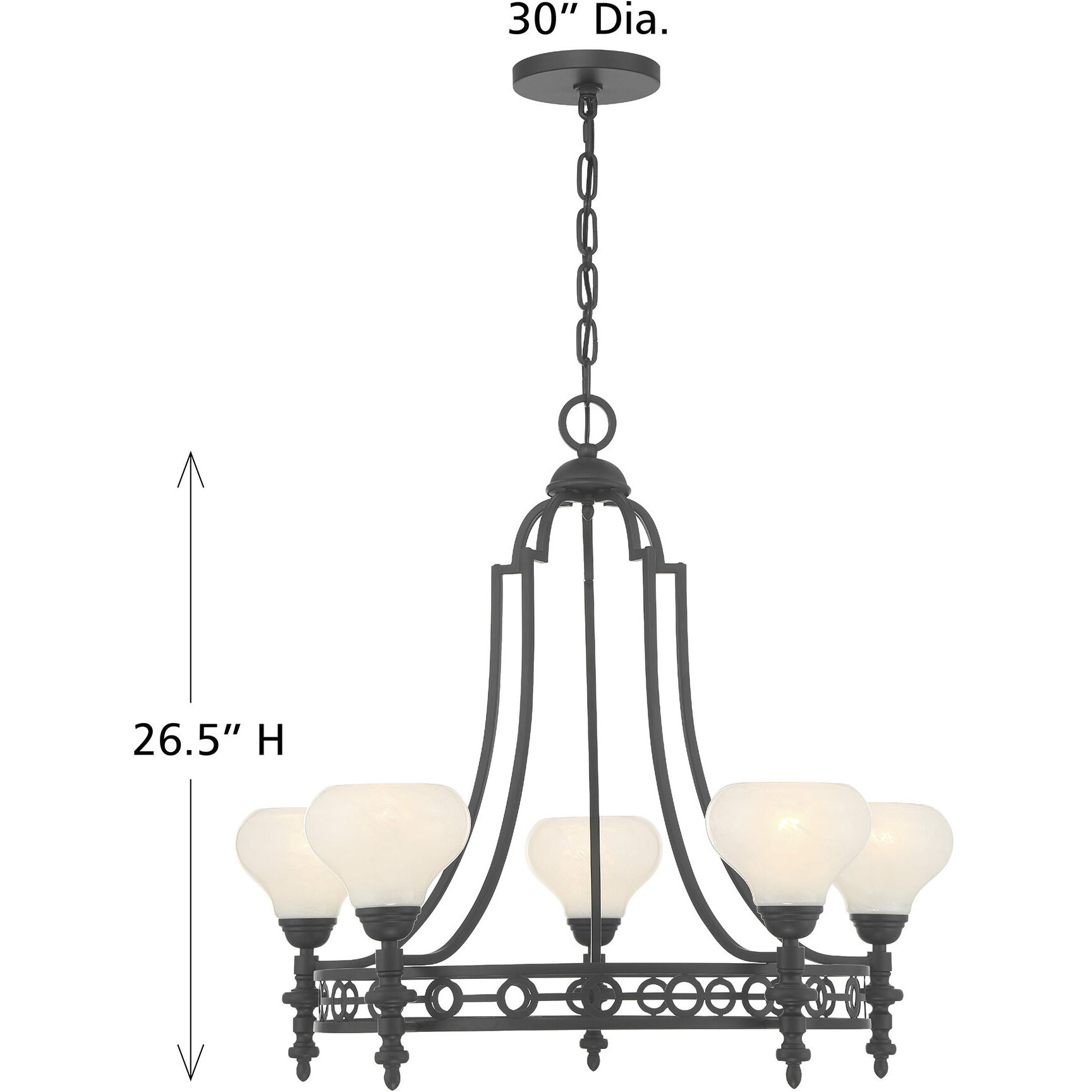 Allston 5 Light 30 inch Matte Black Chandelier Ceiling Light