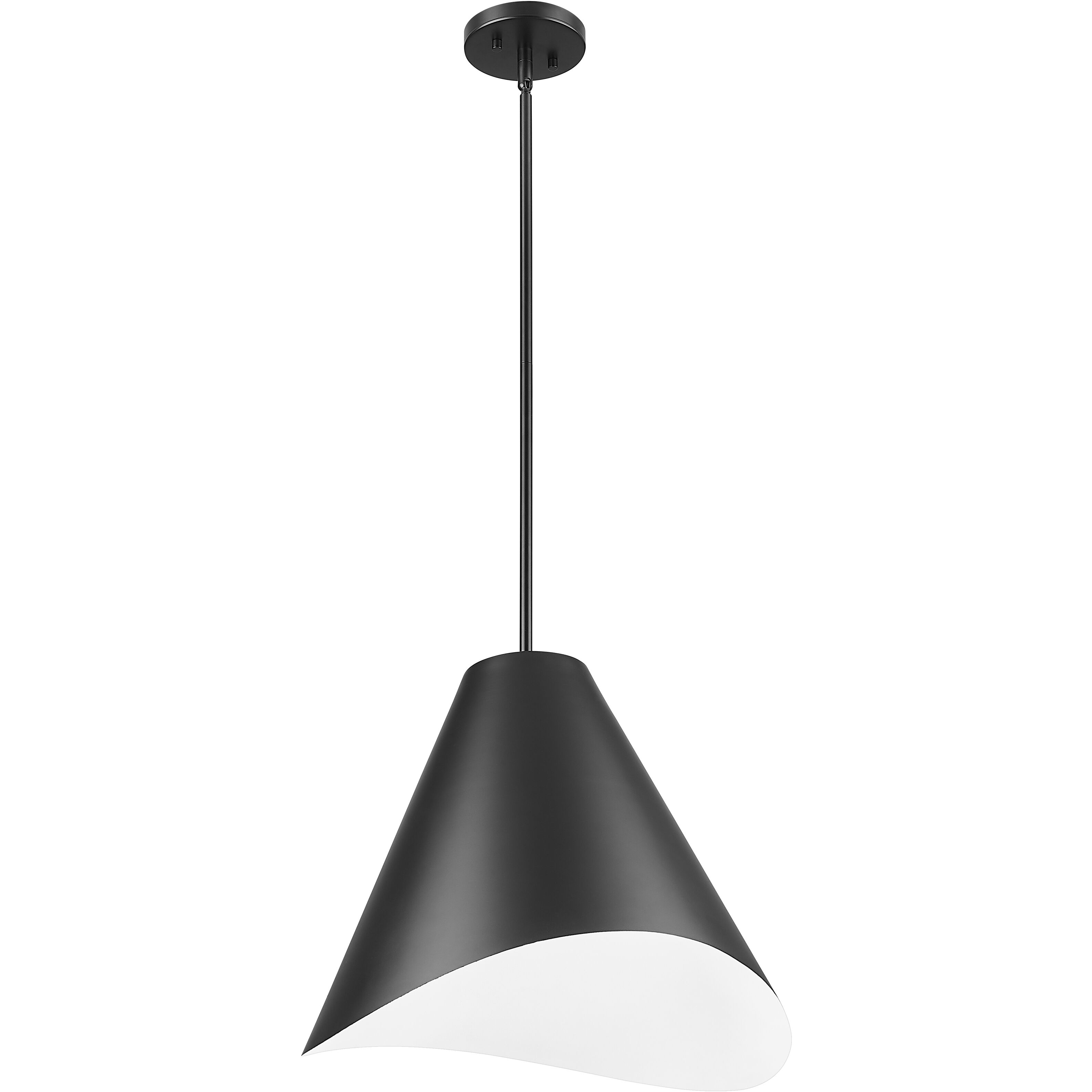 Aria 1 Light 18 inch Matte Black Pendant Ceiling Light in Matte Black & Inner White