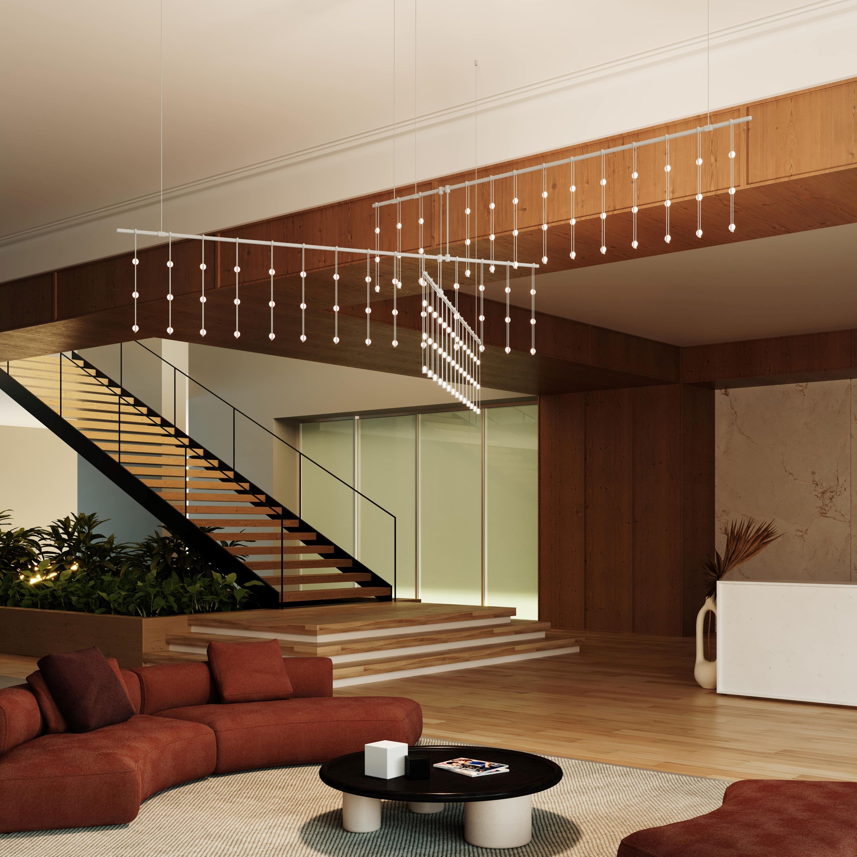 Suspenders LED 82.5 inch Satin White and Clear Chandelier Ceiling Light