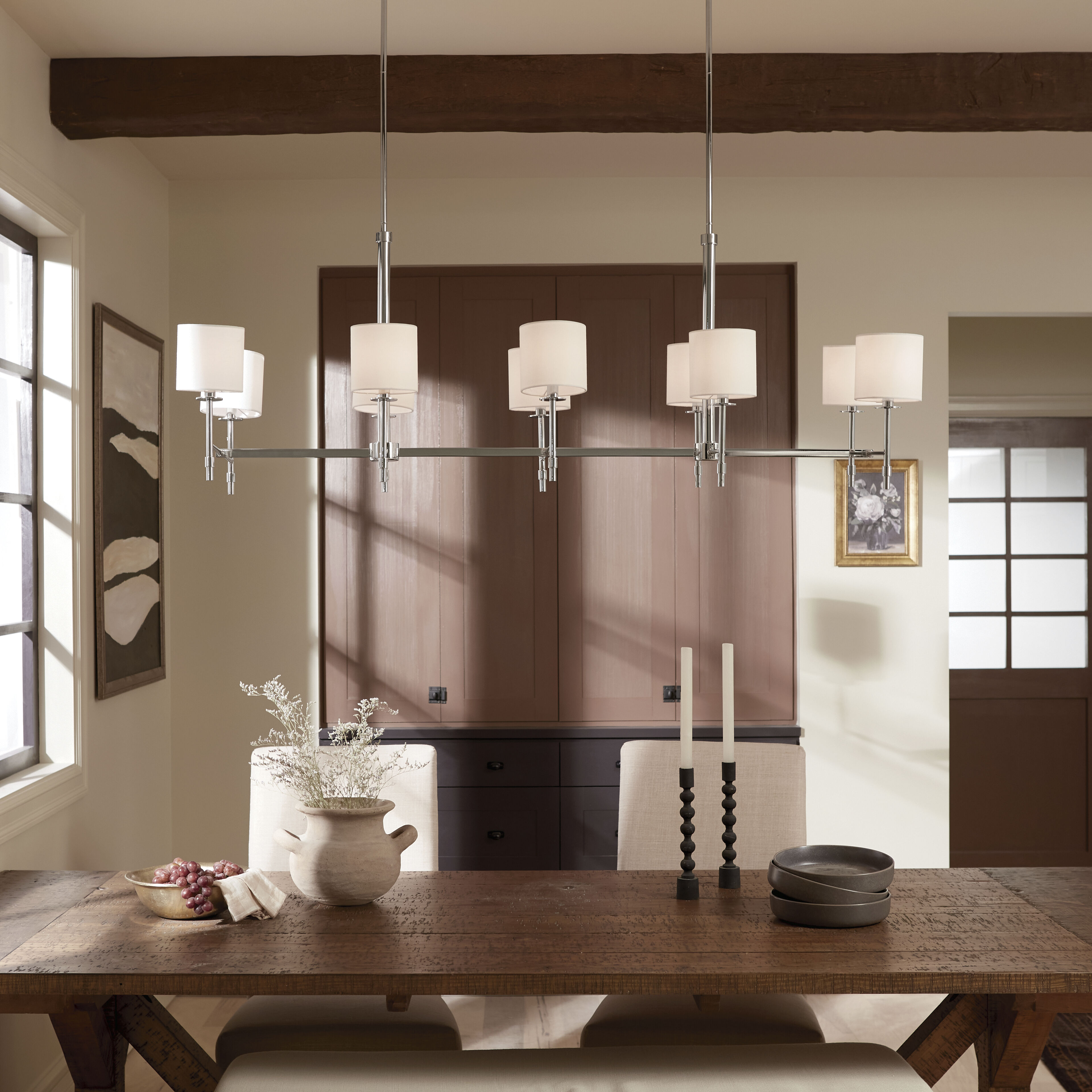 Ali 10 Light 17 inch Polished Nickel Chandelier Linear Ceiling Light