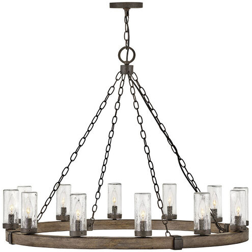 Open Air Sawyer 12 Light 38 inch Sequoia with Iron Rust Outdoor Hanging in Non-LED