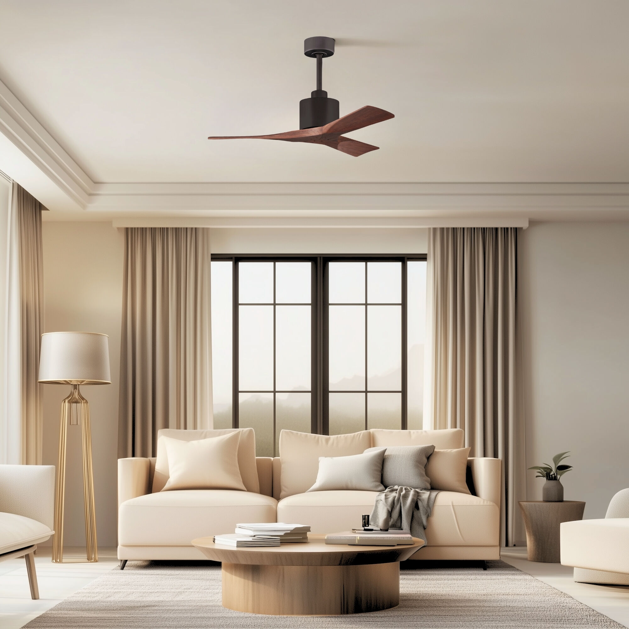 Atlas Nan 42 inch Textured Bronze with Walnut Tone Blades Ceiling Fan