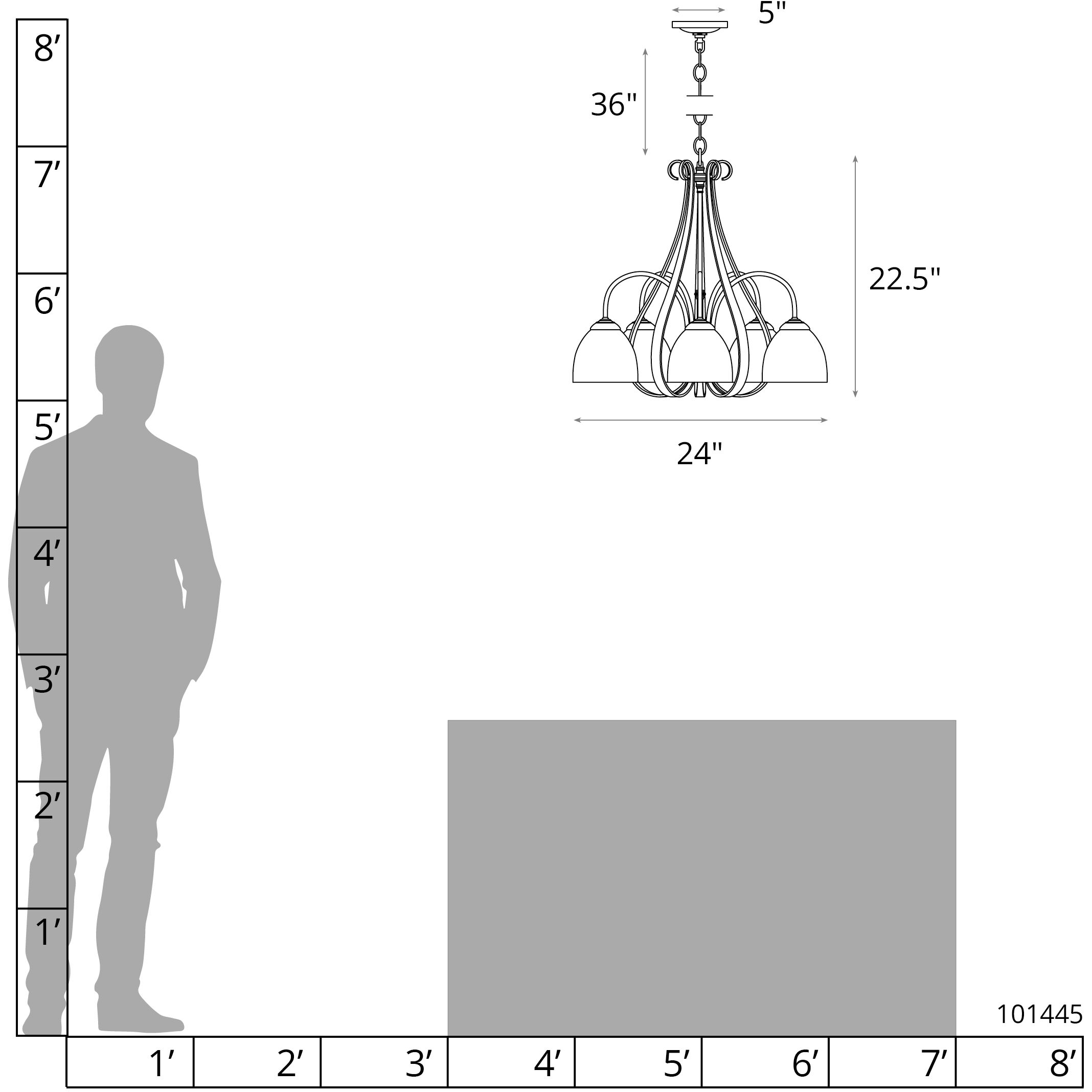 Sweeping Taper 5 Light 24 inch Modern Brass Chandelier Ceiling Light