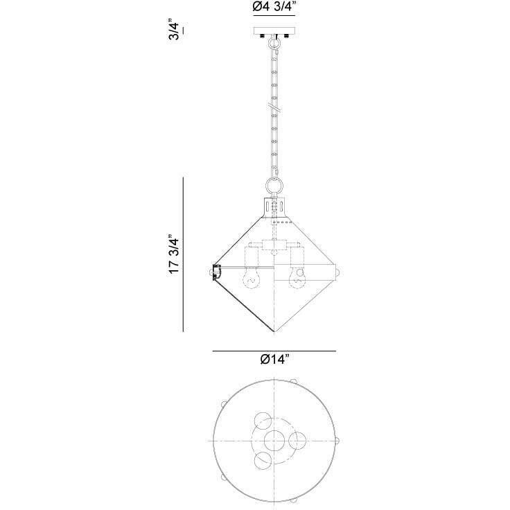 Sphericon 3 Light 14 inch Matte Black and Chrome Pendant Ceiling Light in Chrome and Opal Glass