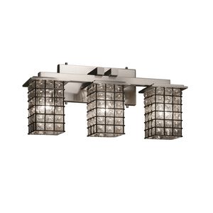 Montana 3 Light 21 inch Brushed Nickel Vanity Light Wall Light in Grid with Clear Bubbles, Incandescent