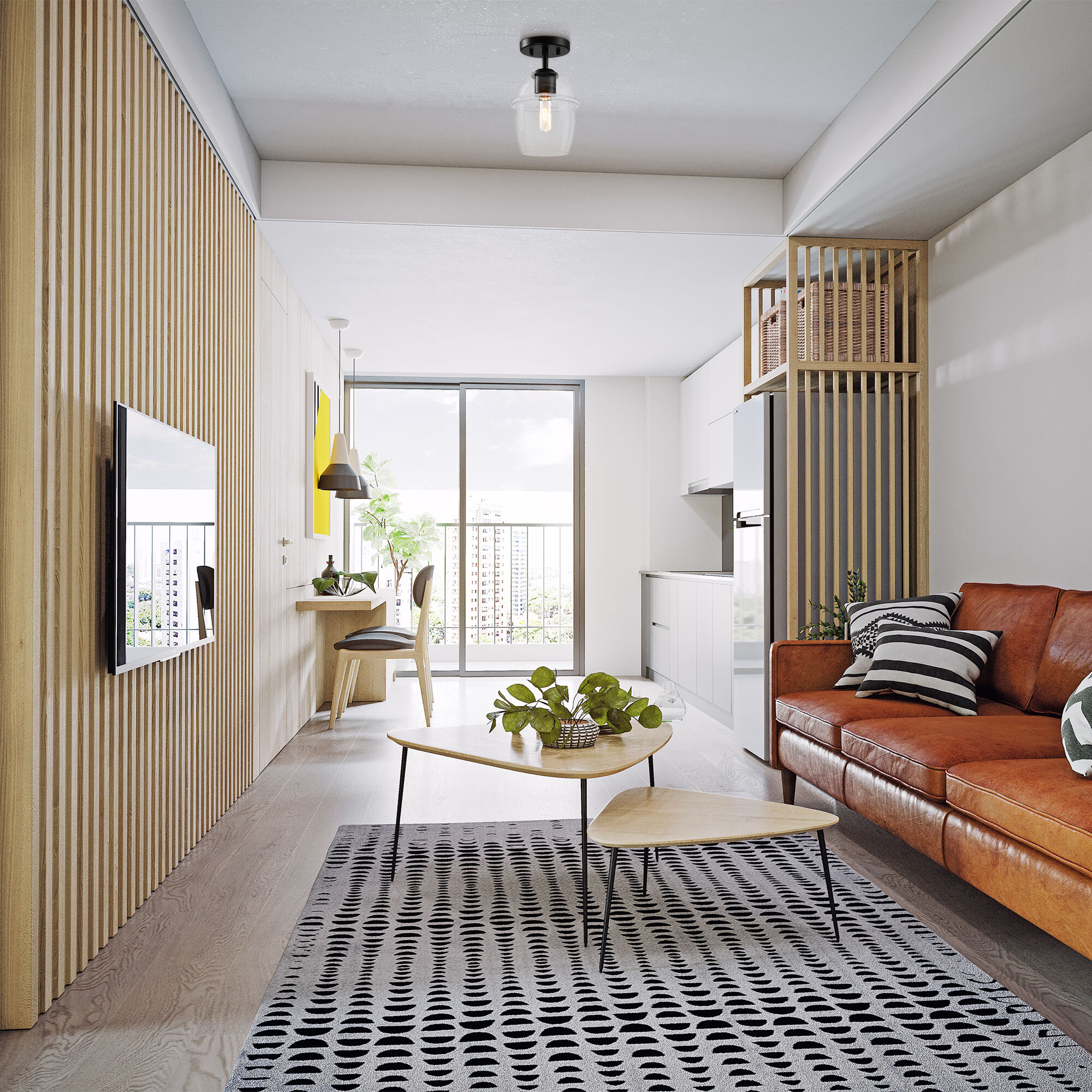 Summer Jazz 1 Light 7 inch Matte Black Semi Flush Mount Ceiling Light