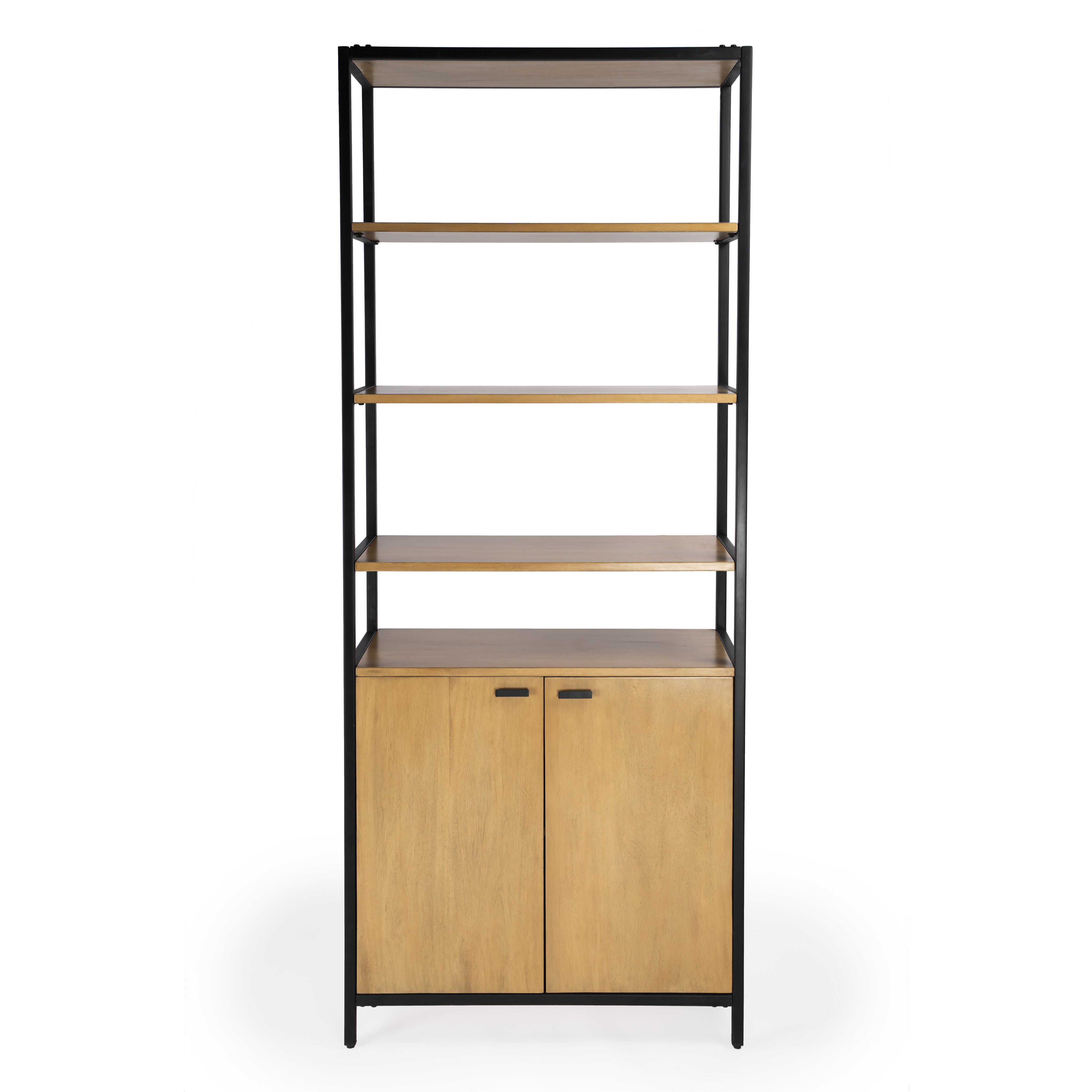 Hans 35.25" W x 84.25"H Open & Closed Etagere Bookcase in Light Brown