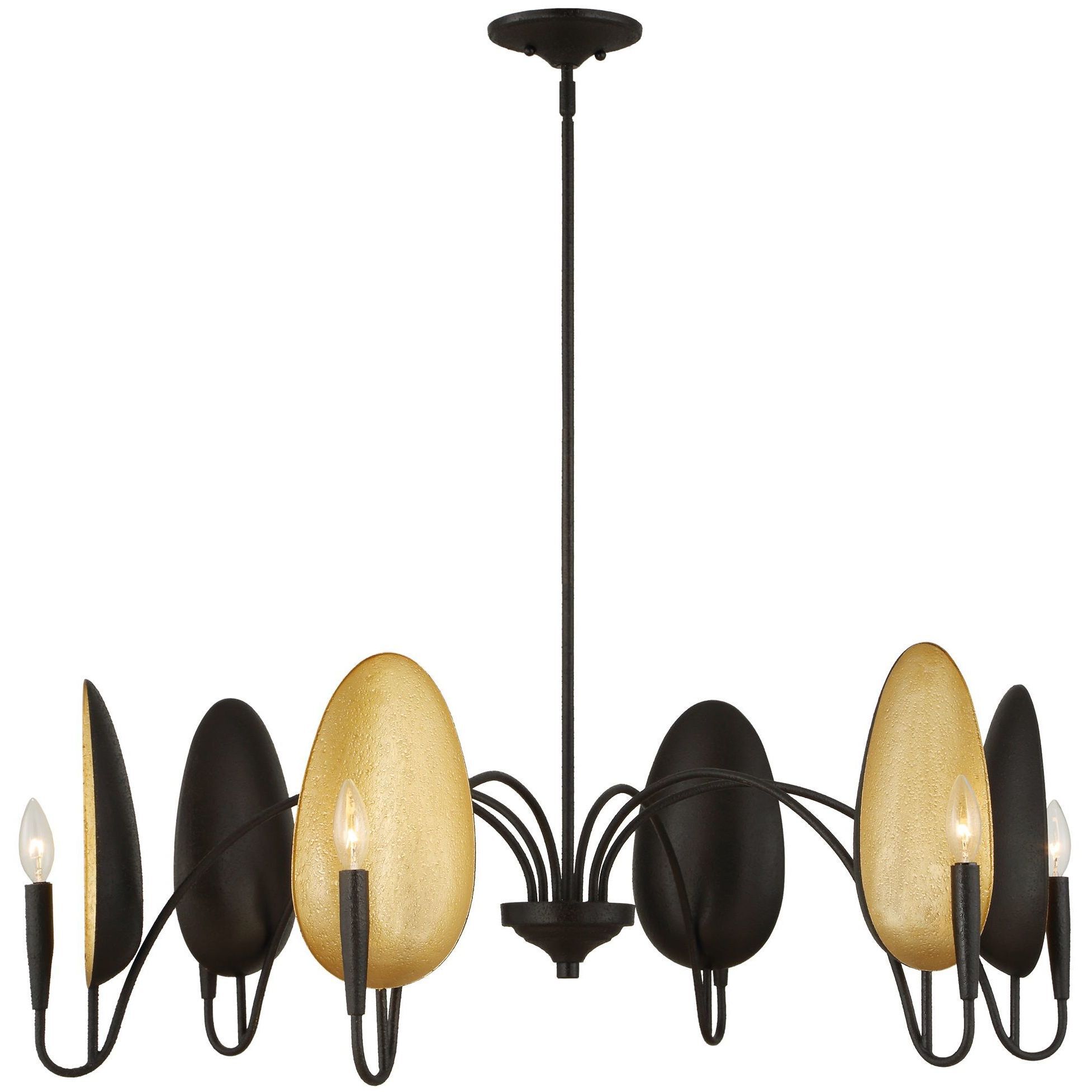 Warwick 6 Light 41.5 inch Black and Gold Textured Chandelier Ceiling Light