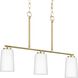 Adley 3 Light 26 inch Satin Brass Linear Chandelier Ceiling Light