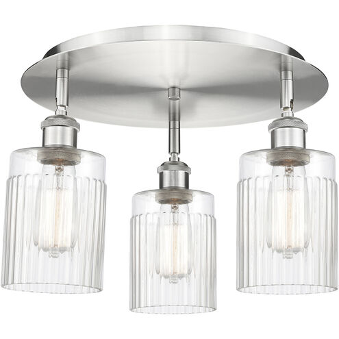 Hadley 3 Light 16.25 inch Satin Nickel Flush Mount Ceiling Light in Clear