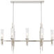 Torres 8 Light 38.25 inch Polished Nickel/Ribbed Glass Linear Pendant Ceiling Light