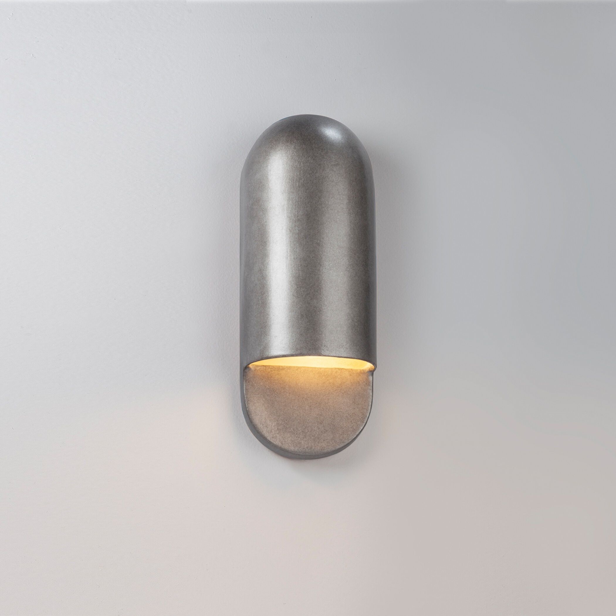 Ambiance Collection - Capsule LED 5 inch Antique Silver Outdoor Wall Sconce in Dedicated LED, 4D x 14H, Form+Finish+Function