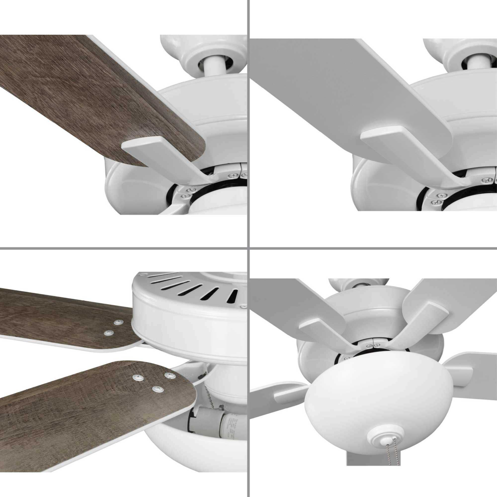 AirPro 52 inch White with White/Antique Wood Blades Ceiling Fan