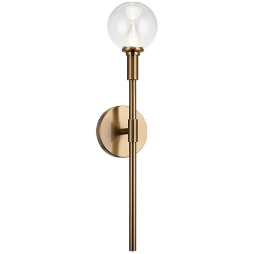 Candlestix Wall Sconce Wall Light in Aged Gold Brass and Clear