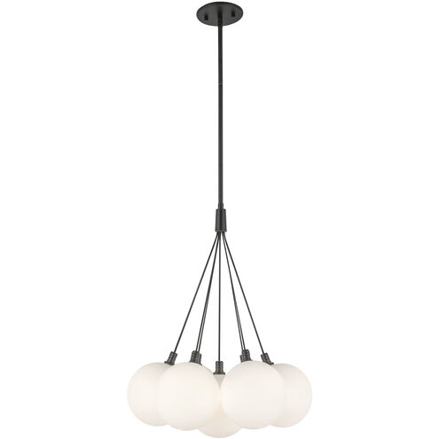 Bolla LED 16.5 inch Black Chandelier Ceiling Light in Matte Opal Glass