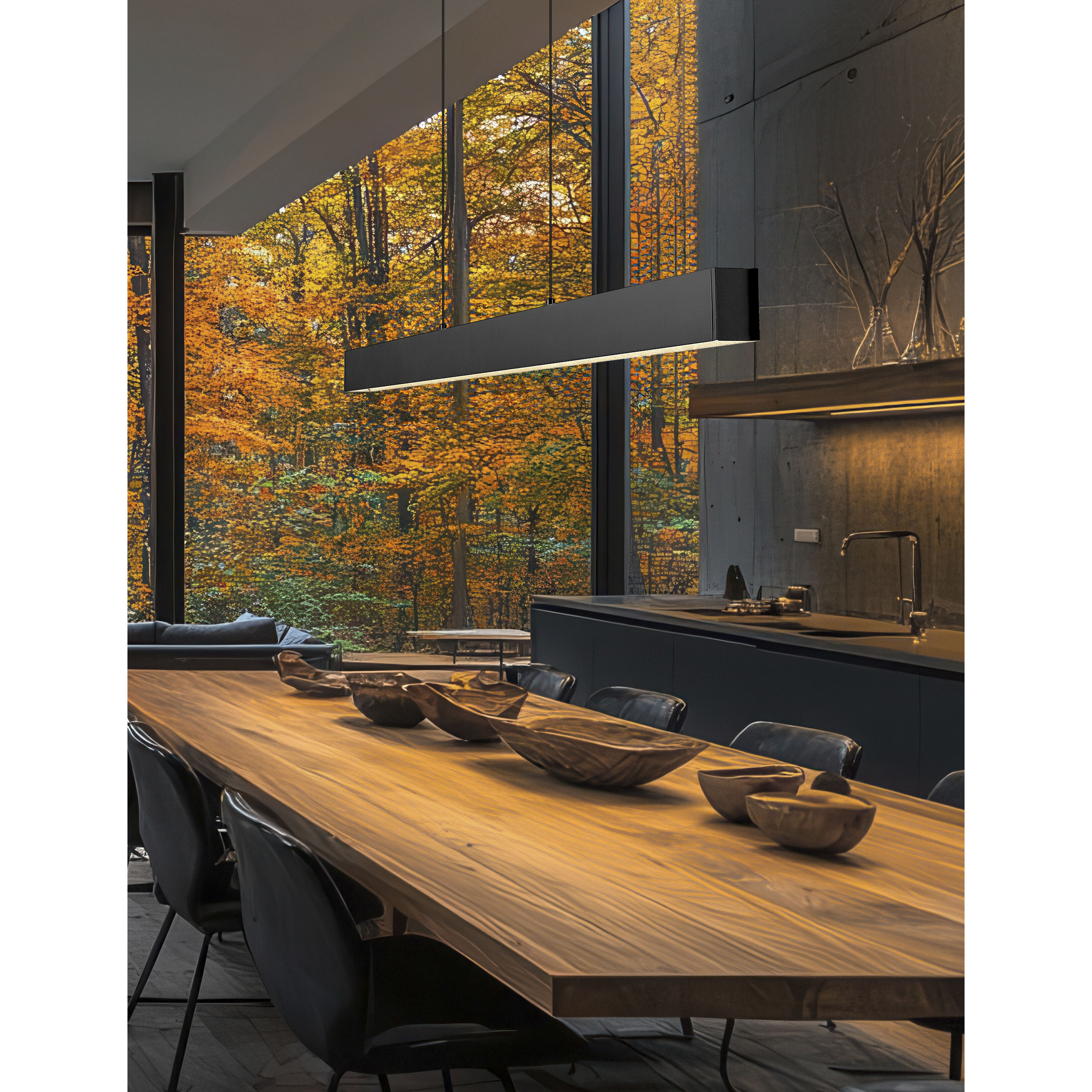 Hudson LED 72 inch Matte Black Linear Chandelier Ceiling Light