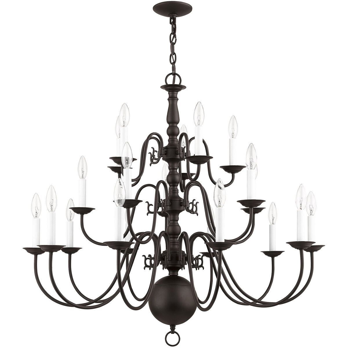 Williamsburgh 20 Light 36 inch Bronze Chandelier Ceiling Light