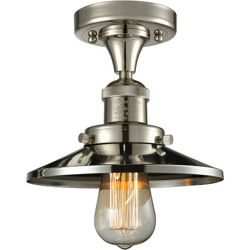 Franklin Restoration Railroad LED 7 inch Polished Nickel Semi-Flush Mount Ceiling Light, Franklin Restoration