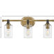 Halstead 3 Light 24 inch Heritage Brass Vanity Light Wall Light