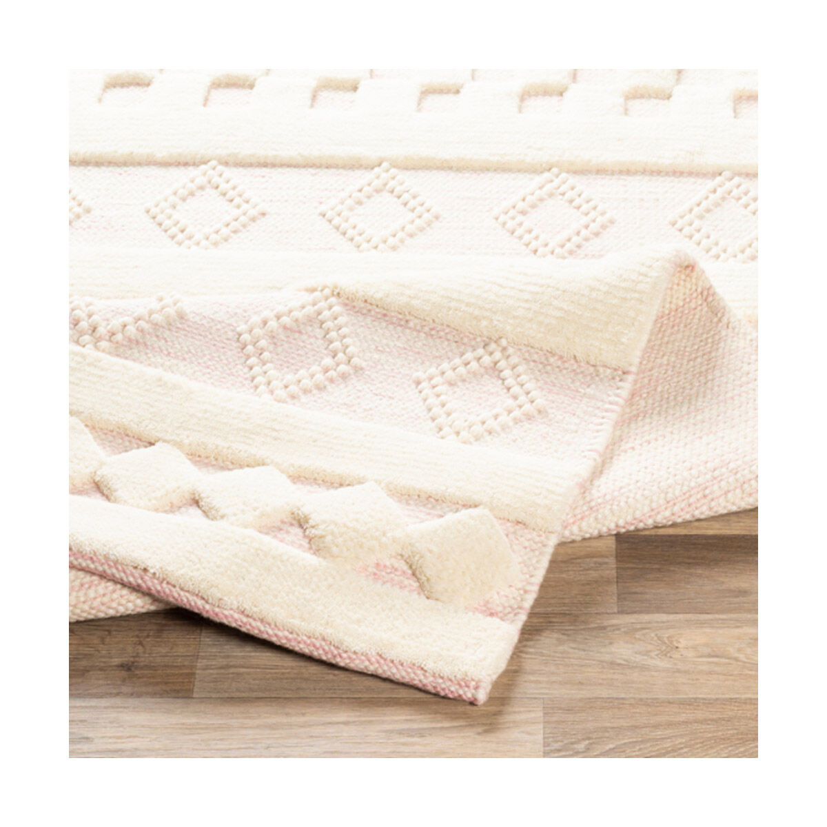 Nairobi 120 X 96 inch Light Pink/Cream/Ivory Handmade Rug in 8 x 10