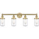 Dover 4 Light 33.5 inch Brushed Brass Bath Vanity Light Wall Light in Clear Glass