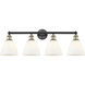 Bristol Glass 4 Light 34.5 inch Black Antique Brass Bath Vanity Light Wall Light in Matte White