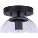 Camilo 1 Light 8 inch Matte Black Flush Mount Ceiling Light in Clear Glass