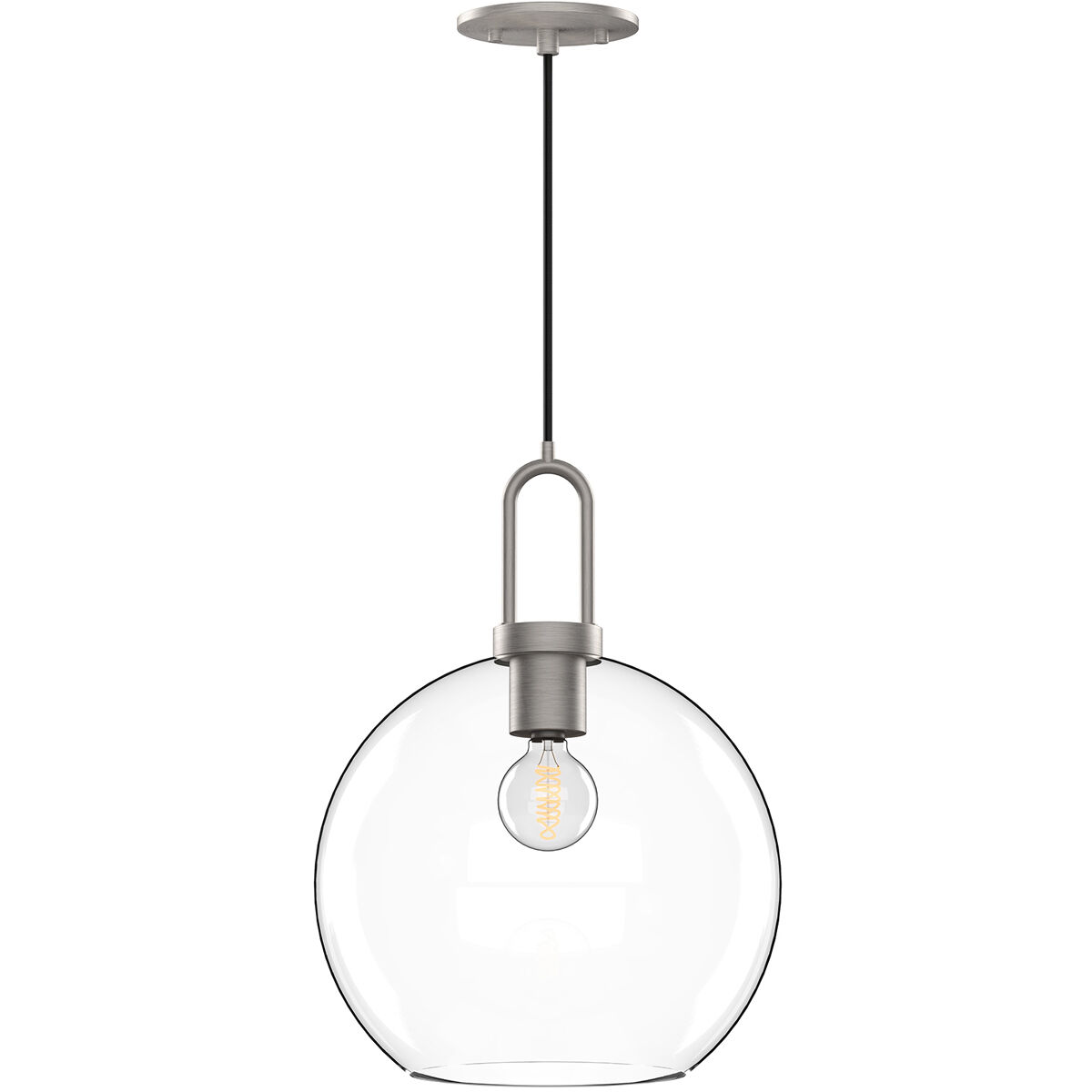 Alora Mood Soji Pendant Ceiling Light in Brushed Nickel, Clear Glass