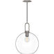 Alora Mood Soji Pendant Ceiling Light in Brushed Nickel, Clear Glass