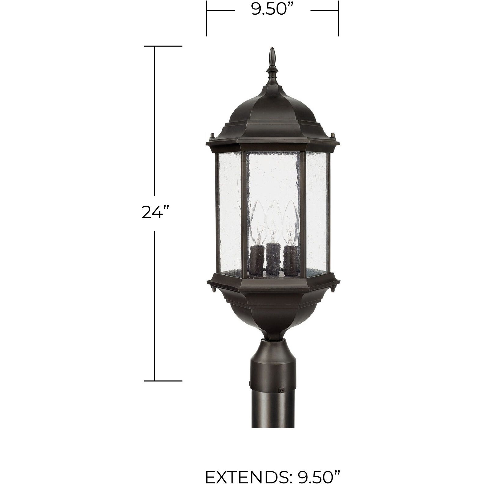 Main Street 3 Light 24 inch Old Bronze Outdoor Post Lantern