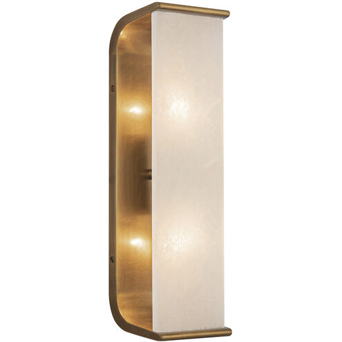 Abbott 2 Light 4.25 inch Vintage Brass Bath Vanity Light Wall Light in Vintage Brass and Alabaster