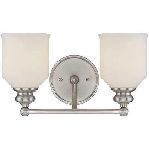 Melrose 2 Light 14 inch Satin Nickel Bathroom Vanity Light Wall Light, Essentials