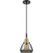 Downtown Urban Fulton 1 Light 7 inch Black Antique Brass Mini Pendant Ceiling Light in Light Smoke Glass
