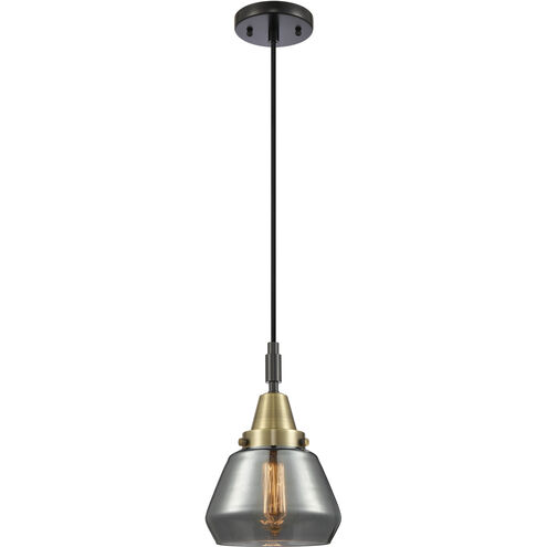 Downtown Urban Fulton 1 Light 7 inch Black Antique Brass Mini Pendant Ceiling Light in Light Smoke Glass