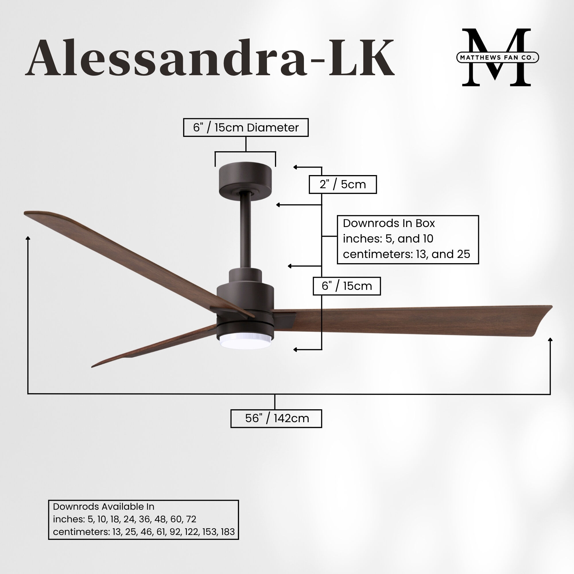 Atlas Alessandra - LK 56 inch Textured Bronze with Walnut Tone Blades Ceiling Fan