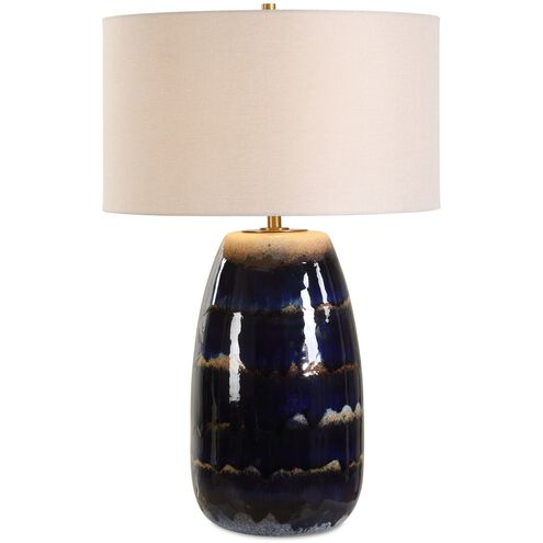 Orleans 27.5 inch 150.00 watt Blue Drip Glaze and Antique Brass Table Lamp Portable Light