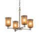 Veneto Luce 5 Light 22 inch Brushed Nickel Chandelier Ceiling Light in Gold with Clear Rim (Veneto Luce), Cylinder with Rippled Rim, Incandescent