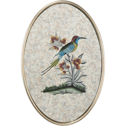 Antiqued Mirrored Bird C Silver Wall Decor, Oval