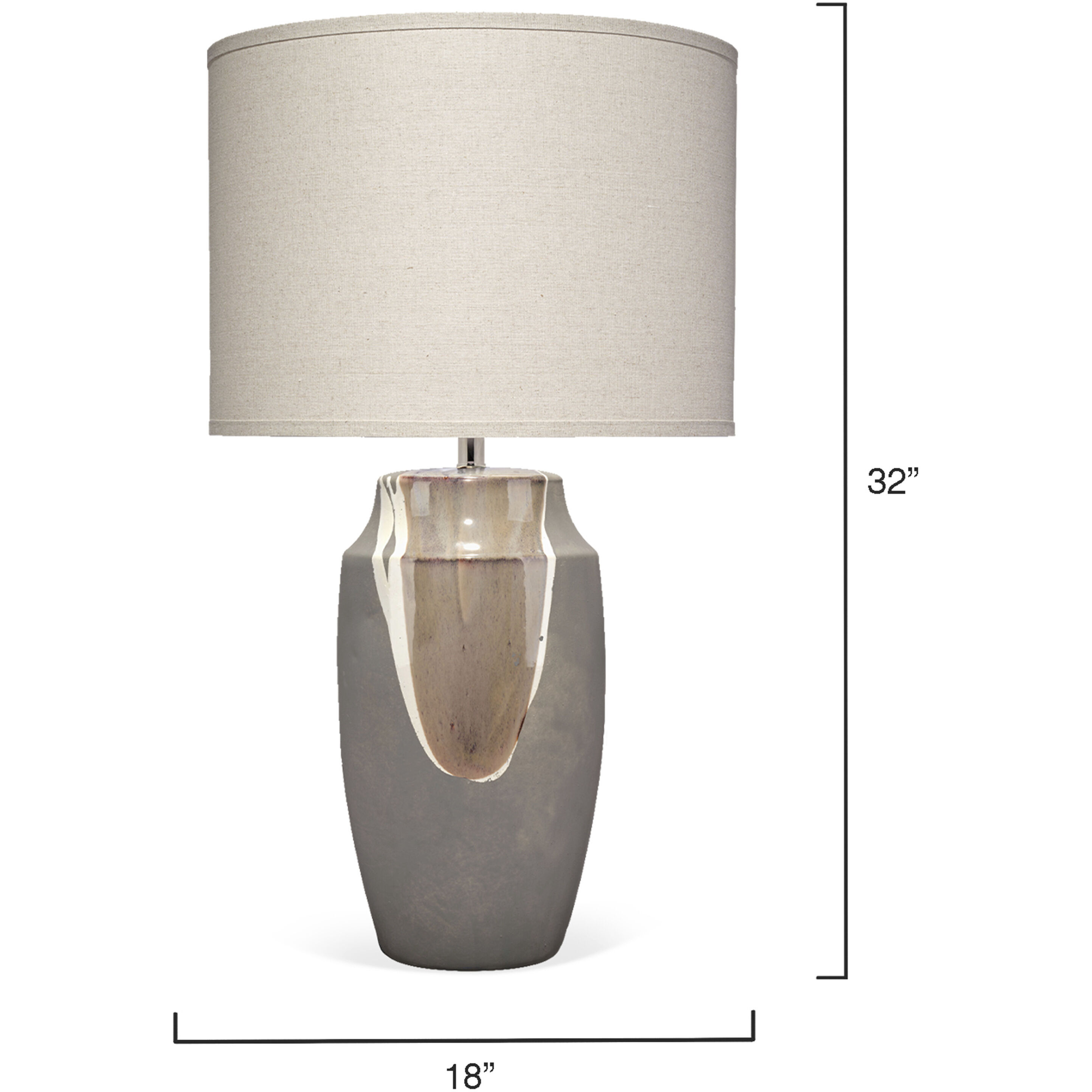 Landslide 32 inch 150 watt Matte Grey w/ Beige & White Drip Table Lamp Portable Light