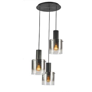 Henley LED 19.75 inch Satin Black and Smoke Glass Chandelier Ceiling Light